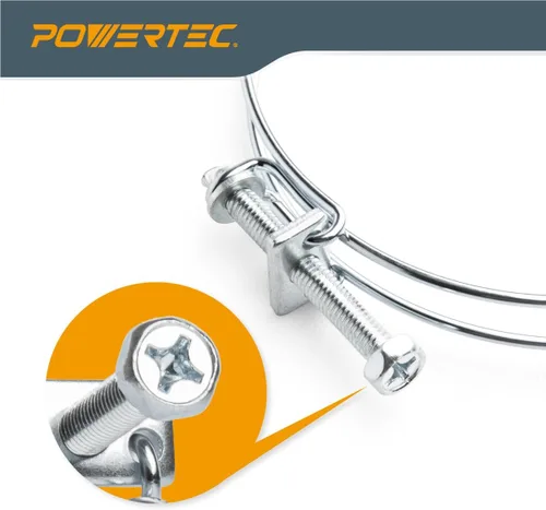 Vista 4 de POWERTEC Abrazadera de manguera de doble alambre de 2-1/2 pulgadas con perno, 10 abrazaderas de manguera ajustables para colector de polvo, manguera