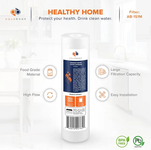 Vista 4 de Aquaboon cartucho de filtro de agua de sedimento ranurado, 10 pulgadas, para cualquier unidad estándar RO, AB(P) 4S1M