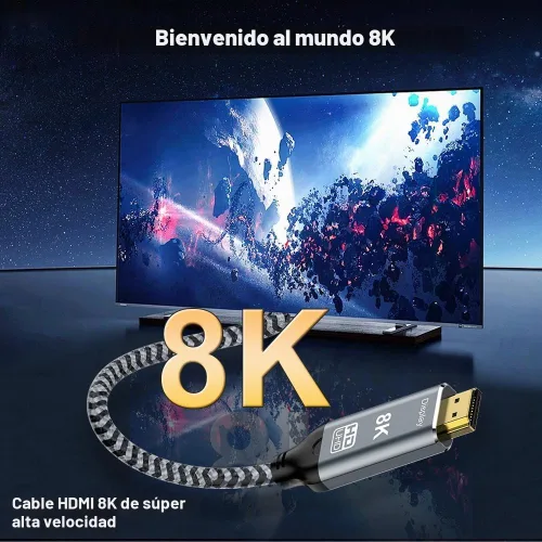 Vista 2 de Cable USB C a HDMI 2.1, 8K @60Hz 4K a 144Hz Thunderbolt 5/4 a HDMI, 10 pies