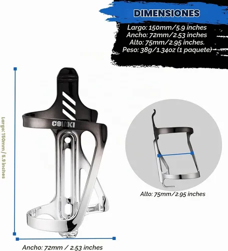 Vista 2 de Corki Cycles - Soporte para botella de agua de aleación de aluminio con carga lateral, soporte para botellas de agua de entrada derecha e izquierda