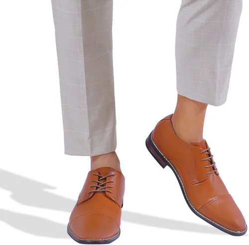 Vista 6 de Mofri Zapatos de gamuza Oxford para hombre, zapatos de vestir con punta de ala para todas las ocasiones, impermeables, plantilla de látex