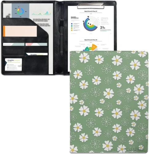 Vista 6 de Flashideas Organizador de padfolio de flores azules y rosadas, carpeta de negocios, carpeta de negocios, organizador de documentos para entrevista