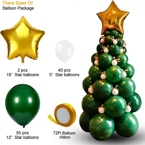 Vista 3 de Kit de arco de guirnalda de globos de Navidad, 96 globos de árbol para decoraciones de fiestas