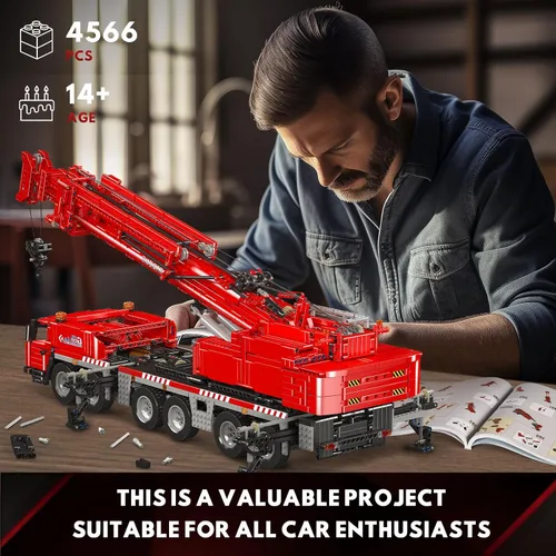 Vista 6 de Mould King 17065 GMK Kit de construcción de grúa móvil, más de 4566 piezas, modelo de camión de ingeniería de control remoto con motores, juguete