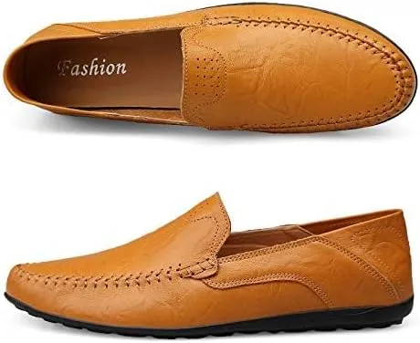 Vista 6 de Mocasines de cuero genuino para hombre, zapatos casuales planos transpirables hechos a mano, zapatos de conducción, zapatos de negocios de moda