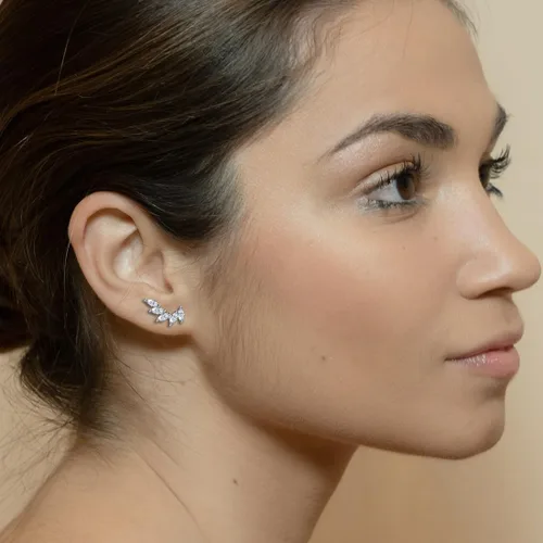 Vista 3 de Rnivida Aretes tipo dormilona de plata de ley 925, hipoalergénicos, pequeños aretes de circonita cúbica para mujer