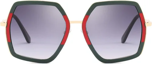 Vista 2 de IKANOO - Lentes de sol cuadrados y amplios para mujer, estilo de marca inspirado en hexágonos
