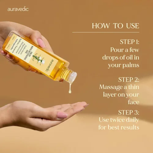 Vista 7 de Auravedic Aceite de cúrcuma para una piel brillante Aceite de masaje facial con azafrán y ashwagandha Apoya la luminosidad y la claridad