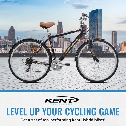 Vista 7 de Kent International Springdale Hybrid Bicycle - 700c Hybrid Bike with 21-Speed Rear Shimano Derailleur Drivetrain - Lightweight Mountain Bike with