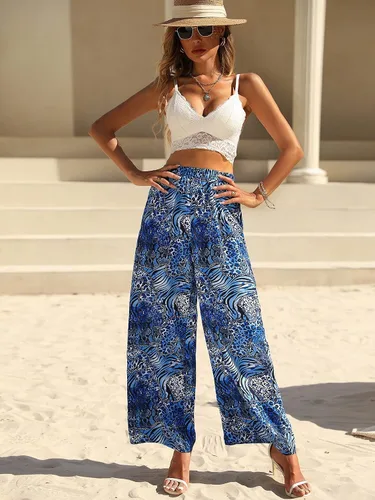 Vista 4 de FDSUFDY Pantalones para mujer con estampado de leopardo y piel de serpiente (color azul, talla M)