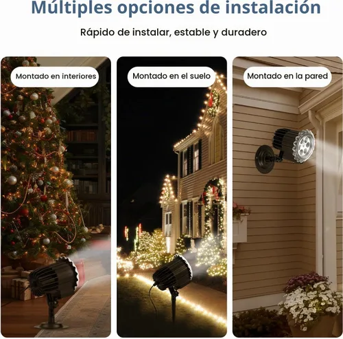 Vista 3 de Proyector de luces de copo de nieve para exteriores, 9 vatios súper brillantes, lámpara de nevada, proyección de luz nocturna, luces LED