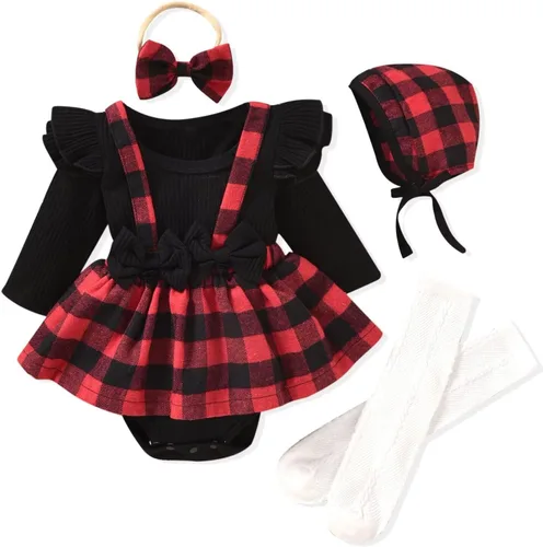 Vista 132 de Unutiylo Ropa de bebé recién nacida prematura con tirantes, traje de otoño e invierno, traje de manga larga con volantes