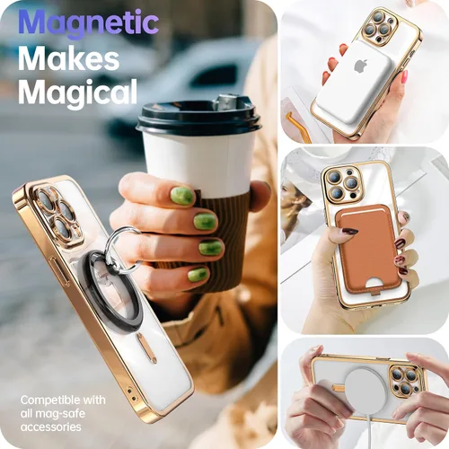 Vista 4 de Facbiny Funda para iPhone 14 Pro, compatible con MagSafe, protección completa de la cámara, funda magnética suave a prueba de golpes diseñada