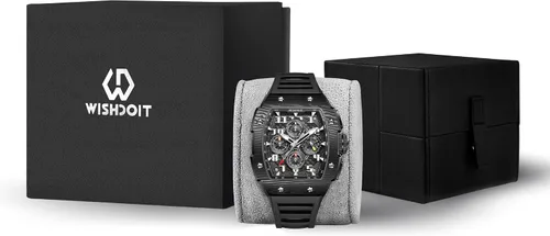 Vista 6 de WISHDOIT GT Chronograph Watch Mens Luxury Tonneau Watch Calendar Date Luminous Waterproof Replica Watch for Men FKM Rubber Strap Sport Dress Casual