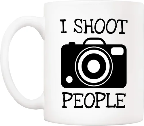 Vista 2 de 5Aup Funny I Shoot People - Taza de café para fotógrafo, regalos de cumpleaños para hombres para amantes de la fotografía, color blanco, 11 onzas