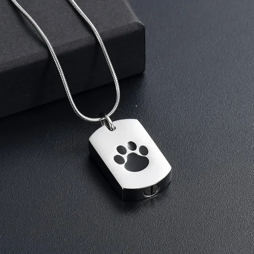 Vista 6 de Collar de urna de cremación para cenizas para mascotas, joyería conmemorativa de cenizas con estampado de patas, colgante de recuerdo, deja una foto