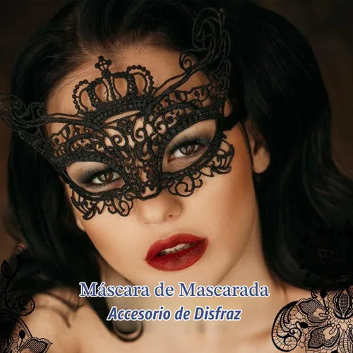 Vista 7 de Nicute Máscara de encaje para mascarada, máscaras negras de Halloween para mujer