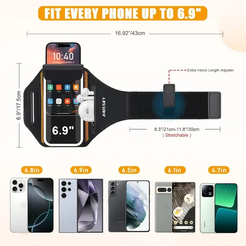 Vista 3 de Brazalete para correr para iPhone 15/14/13 Pro/Plus y Galaxy S20/S10, brazalete para teléfono celular de diseño 3D con bolsillo para auriculares