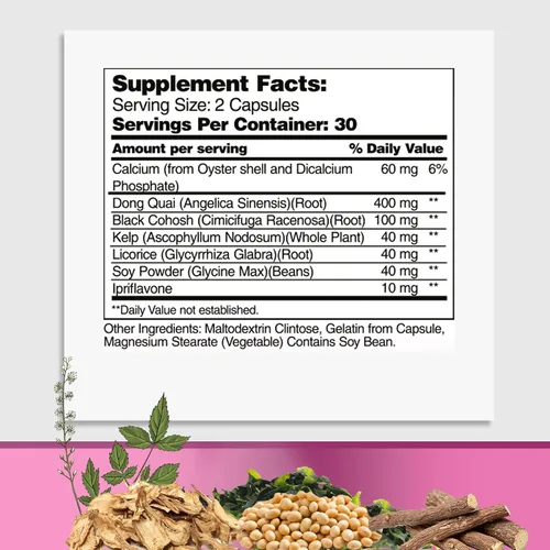 Vista 4 de GreeNatr Suplementos para la menopausia para mujeres, suplementos de perimenopausia para mujeres con Dong Quai y Cohosh negro para la menopausia
