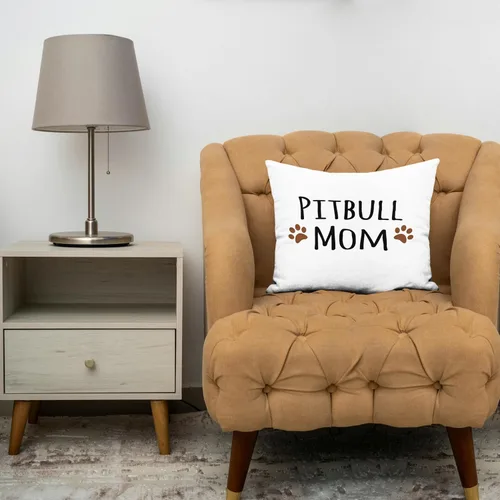 Vista 3 de 3dRose pc_154172_1 Funda de almohada Pitbull Dog Mom Doggie x Breed Brown Muddy Paw Prints Doggy Lover Proud Pet Owner Mama Love, 16 x 16 pulgadas