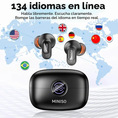 Vista 2 de MINISO MS105 Auriculares de Traducción AI en Tiempo Real, Auriculares Traductor Soportan 134 Idiomas con APP, Auriculares Traductor Bluetooth 6.0