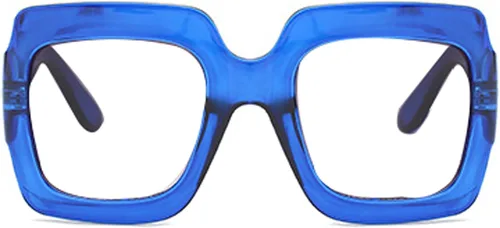 Vista 2 de Lentes de lectura para mujer, marco elegante, diseño cuadrado de gran tamaño, lentes de lectura para mujer Azul
