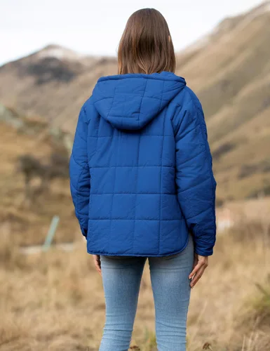 Vista 46 de QIBABU Chaqueta acolchada con capucha de gran tamaño para mujer, ligera, acolchada, manga larga, abrigo de invierno cálido
