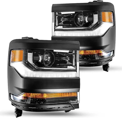 Vista 16 de JSBOYAT HID/Xenon para Chevy Silverado 1500 2016-2019 Conjunto de Faros Delanteros de Repuesto Proyector LED DRL Estilo OE de Fábrica Par Juego