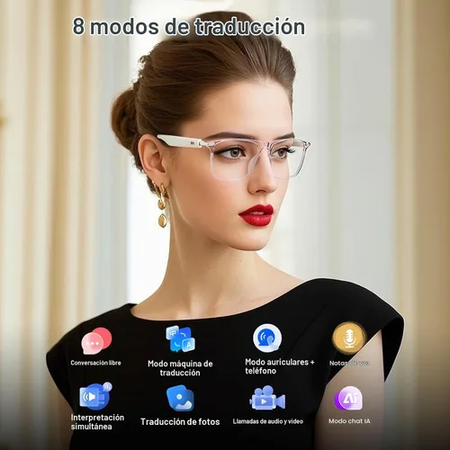 Vista 3 de Gafas inteligentes Bluetooth, traducción en tiempo real - Travel Gris