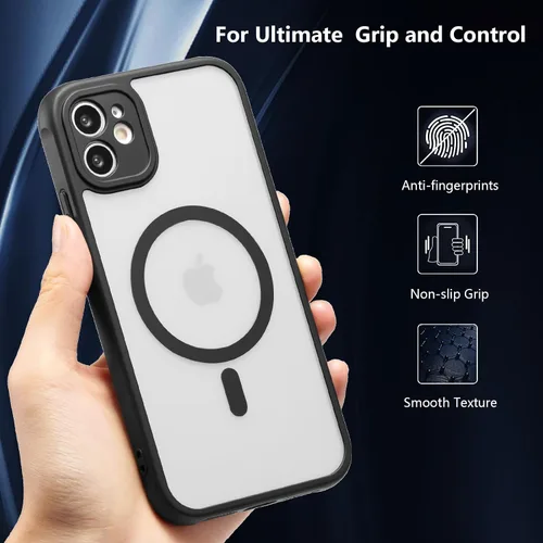 Vista 21 de RALEAVO Funda mate compatible con iPhone 12, delgada, translúcida, esmerilada, parte trasera de policarbonato, protección militar contra caídas