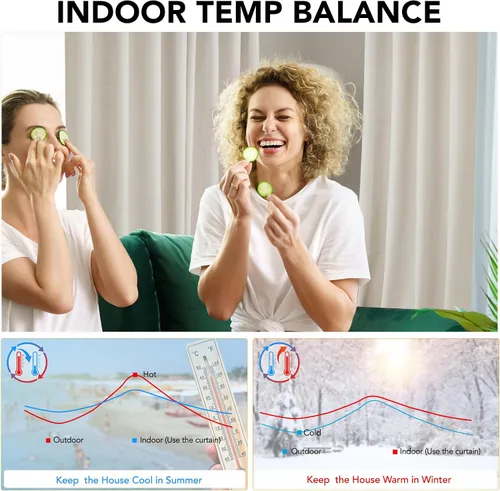 Vista 4 de Deconovo - Cortinas opacas 100% ligeras de lino sintético para dormitorio, cortinas térmicas aisladas para reducir el ruido para comedor, sala