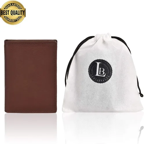 Vista 2 de Leatherboss - Cartera plegable de piel auténtica con forma de escudo de policía, color marrón oscuro