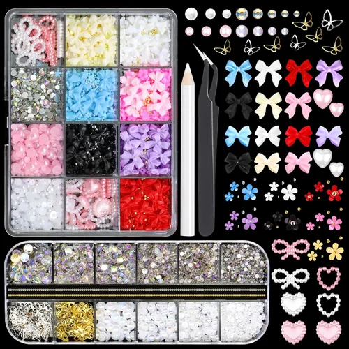 Vista 8 de RODAKY 2000 perlas medias para manualidades, perlas semicirculares con parte trasera plana para uñas, 6 tamaños, cuentas de perlas beige, diamantes