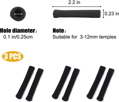 Vista 2 de Yauende Suave tejido de algodón para gafas de oreja, almohadillas de patillas para gafas, manga antideslizante cómoda y elástica