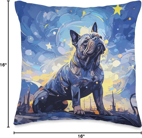 Vista 4 de American Bully Starry Night For Dog Lovers American Bully Starry Night Mom Dog Dad - Almohada de 16 x 16 pulgadas, multicolor