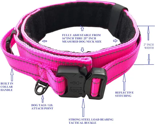 Vista 2 de Diezel Pet Products - Collar para perro con mango de control de liberación rápida, hebilla de metal resistente, estilo militar, de 2 pulgadas