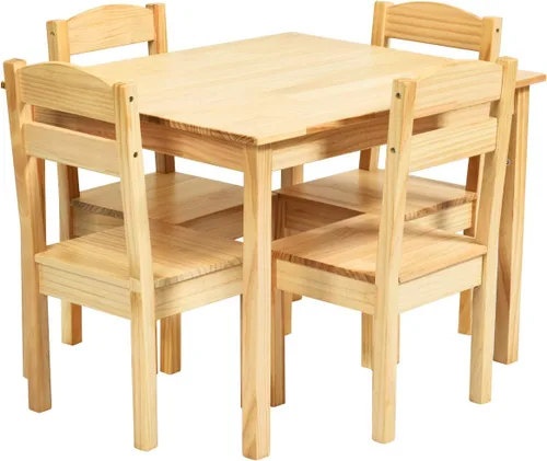 Vista 10 de Costzon Juego de Mesa y Sillas para Niños, Mesa de Actividades de Madera de 5 Piezas y Sillas para Artes, Manualidades, Tareas, Hora de Merienda