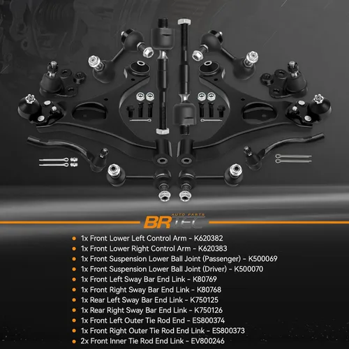 Vista 2 de Kit de 12 piezas de brazos de control inferiores delanteros para Honda Civic Non-Si 2006 2007 2008 2009 2010 2011 con rótulas + enlaces de extremo