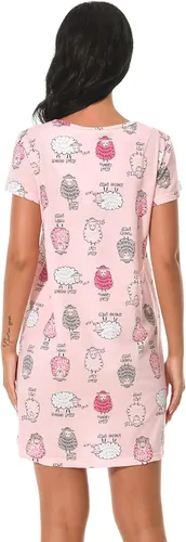 Vista 5 de Paquete de 3 camisones para mujer, de algodón suave, manga corta, camisas de noche con estampado para dormir