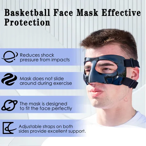 Vista 3 de Protector de nariz para nariz rota, máscara facial deportiva, protector de nariz ajustable con acolchado de espuma para béisbol, softbol