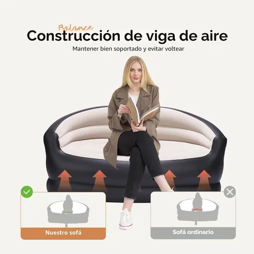 Vista 4 de DIMAR GARDEN Sofá Inflable al Aire Libre, Sofás Hinchables para Acampar, Tamaño Doble