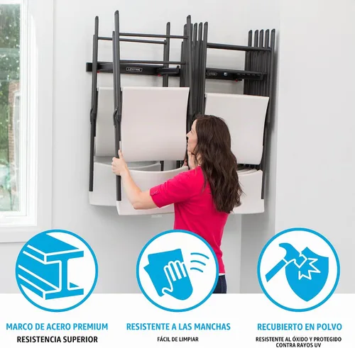 Vista 6 de LIFETIME 80719 Wall Mounted Chair Rack Black