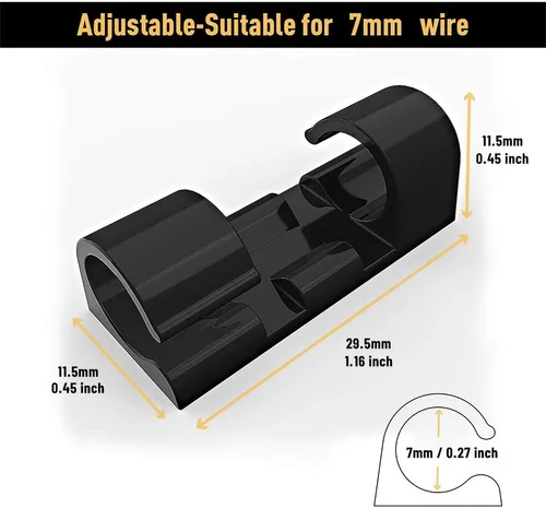 Vista 5 de XIAOXI - Clips para cables, con fuerte adhesivo, organiza de forma ordenada los cables de televisión y PC Negro