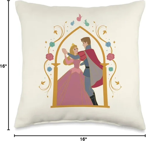 Vista 4 de Disney Princess Sleeping Beauty - Almohada para 65 aniversario, diseño de amor, 16 x 16 pulgadas, multicolor
