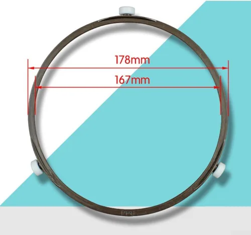 Vista 2 de Juego de 2 soportes de rodillos circulares con ruedas de 0.551 in de diámetro y anillo de plástico de 17 3.1 in para tocadiscos de microondas