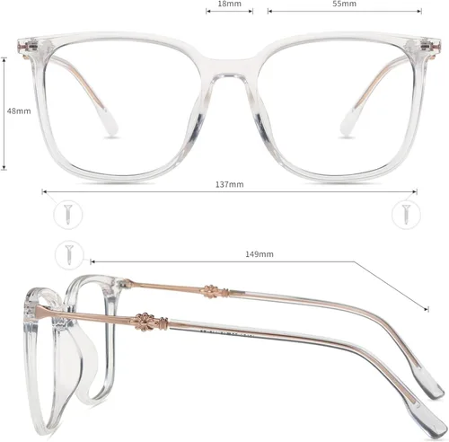 Vista 4 de Firmoo Gafas de bloqueo de luz azul de gran tamaño, marco grande cuadrado nerd, lentes de pantalla de computadora