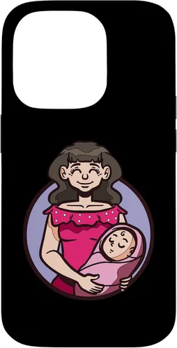 Vista 17 de iPhone XR dibujos animados madre sosteniendo bebé ilustración para niños caso