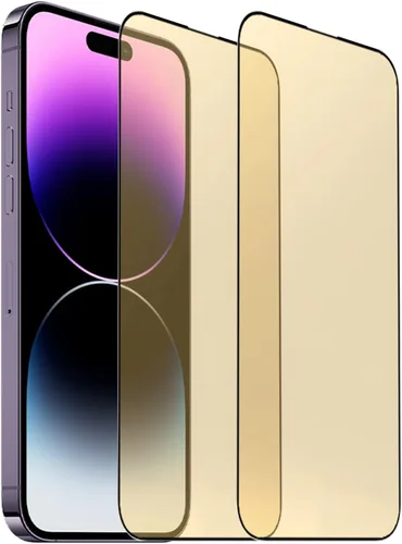 Vista 3 de Película protectora de pantalla de espejo de vidrio templado antiazul para iPhone 14 Pro Max, 6.7 pulgadas, dureza 9H, antiarañazos, cubierta