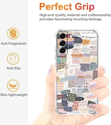Vista 4 de Funda con versículos bíblicos para Samsung Galaxy S21, collage de citas de Jesús cristiano, funda protectora de TPU suave de moda compatible