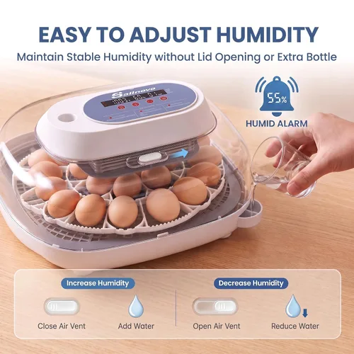 Vista 5 de Sailnovo 24 Egg Incubators for Hatching Eggs, 360° View with 4 Modes, Blue